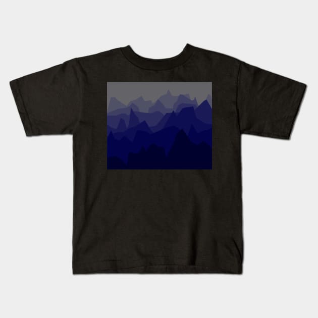 Minimalistic geometric misty mountains in blue gradient Kids T-Shirt by InkLove